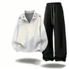 Nuevo Conjunto Deportivo Casual de Moda Primavera y Otoño para Hombre Tendencia Versátil Chaqueta de Cuello Alto Pantalones Jogger Conjunto de Dos Piezas