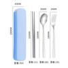 Caixa de Conjunto de Talheres Portátil de Aço Inoxidável Garfo Colher Hashi Estudante Doméstico Colher Garfo Hashi Retrátil Conjunto de Três Peças Logotipo