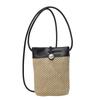 Bolsa Transversal de Palha Vazada com Design de Nicho, Casual, Versátil, Estilo Férias de Praia, Cor Contrastante, para Celular, Transversal para Mulheres