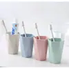 Copo de Enxaguante Bucal de Palha de Trigo em Formato de Diamante Redondo para Adultos e Crianças, Impressão de Logotipo Publicitário, Copo de Dente para Viagem, Copo de Água