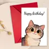 Conjunto de Cartão de Aniversário Pintado à Mão Gatinho Estilo Novo Transfronteiriço com Envelope para Enviar a Amigos e Melhores Amigas para Transmitir Desejos de Aniversário