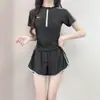 [Recuerdo de Niña] Traje de Baño Deportivo de Dos Piezas para Mujer, Aspecto Conservador Adelgazante, Cubre Vientre, Talla Grande, Nuevo Traje de Baño para Estudiante de Aguas Termales