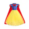 Vestido de Nieve Blanca para Niña con Chal Largo Falda Tutú Dorada con Flores Exportación Transfronteriza