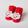 Calcetines de invierno para bebé recién nacido rojos gruesos de felpa antideslizantes para bebé media pantorrilla muñeca calcetines de Año Nuevo