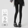 Leggings Grossos de Lã com Forro de Fleece para Outono e Inverno, Meias-Calças Pretas e Cinzas Térmicas com Compressão para Mulheres