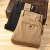 Pantalones Largos de Algodón Peinado Agiz Cómodos Transpirables Elásticos de Negocios para Otoño e Invierno de Gama Alta Rectos Versátiles Casuales para Hombre