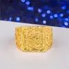 Moda Moda Joyería Vietnam Oro Chapado Tamaño Ajustable Suelto Latón Oro Chapado Anillo de Joyería con Personaje de Dragón para Hombre