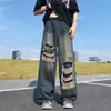 Jeans rotos unisex para hombre, estilo retro de la alta calle americana, pantalones rectos geniales para adolescentes, modernos y de corte holgado, versátiles
