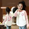 Nova Camiseta de Manga Longa Color Block Estilo Coreano para Meninas, Base para Primavera e Outono, Top Elegante de Outono Slim Fit para Crianças