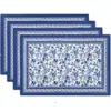 Venda quente transfronteiriça primavera e verão sub-floral linho jogo americano estampa digital isolante térmico retangular jogo americano ocidental toalha de mesa base para pratos atacado