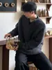 Nueva colección otoño/invierno 2025: Suéter tejido casual retro americano, de corte relajado y cuello en V, prenda exterior de color liso para hombre