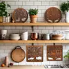 Base de Madera para Cazuela Platos Sólidos de Madera para Bocadillos Base Aislante de Madera para Cazuela Juego de Té Posavasos para Café Posavasos Tallado Hueco