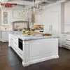 Fábrica de Guangzhou Armários de Madeira Maciça Personalizados para Casa Inteira Armários de Cozinha Abertos com Ilha Estilo Americano Decoração Personalizada Geral
