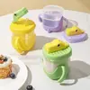 Taza de Aprendizaje para Niños con Dibujos de Dinosaurios, Taza con Pajilla Graduada, Taza para Beber Leche de Bebé, Regalo