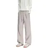 Calça listrada vertical estilo old money para homens, coleção primavera e verão, calça longa retrô high-street, corte reto, modelagem solta, com uma vibe relaxada e casual.