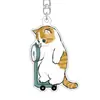 Novo Chaveiro de Gato Acrílico Criativo Fofo Pingente de Mochila de Estudante Desenho Animado Presente