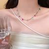 Collar de plata con forma de bombilla rota, color caramelo de dopamina, diseño de nicho femenino, cadena de clavícula con sentido, accesorios de cuentas de estilo dulce.