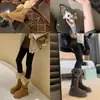 Botas de Nieve Grises para Mujer, Botas Largas de Invierno con Suela Gruesa que Aumentan la Altura con Piel Integrada, Adecuadas para Temperaturas Tan Bajas como -40 Grados en el Noreste de China