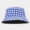 Sombrero de pescador de verano con estampado de pata de gallo, de doble cara, moderno y versátil, ideal para viajes y vacaciones.
