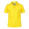 Polo de manga corta de algodón de 220 g para niños, color sólido rey 1AC03-B, con solapa y logo del campamento de verano del jardín de infancia