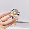 Broche de Lótus pingando óleo corsage de Pérola nicho de alta qualidade alfinete de joia médio-antigo esmalte vintage para roupas femininas