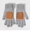 Guantes antideslizantes con etiqueta de cuero, lana tejida de color sólido, para pantalla táctil, cálidos, con rayas verticales, guantes de invierno de alta gama para hombres y mujeres, al por mayor