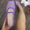 Sapatos Mary Jane de moda transfronteiriça, estilo doce e feminino, para mulheres, com design de malha e tira elástica, sapatos de salto único com acabamento em malha