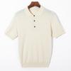 Camiseta de Punto de Lana Peinada Mezclada de Manga Corta para Hombre de Verano Casual con Cuello Polo de Punto de Media Manga