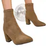 Botas calcetín elásticas de corte ajustado para otoño e invierno transfronterizas para mujer, botines de tacón grueso con punta fina, botines cortos sencillos de color liso para commuting, moda adelgazante
