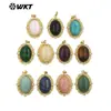 WT-P1985 Brincos Pendentes Exquisitos Clássicos em Formato de Ovo de Ganso com Acabamento em Turquesa Lápis-Lazúli e Zircônia 18k para Joias Femininas