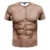 Desejo Popular Sexy 3D Musculoso Masculino Manga Curta Paródia Criativa Fitness Elástico Camiseta Curta Estampada Digital em Estoque
