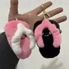 Zapatillas Lindas Que Chiflan Colgante de Muñeco de Peluche Corazón de Niña Llavero de Bolso Colgante Decorativo Chanclas Muñeco