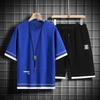 2025 Nuevo Traje Deportivo y de Ocio de Verano para Hombre Estilo Coreano Juvenil Cuello Redondo Camiseta de Manga Corta Shorts Conjunto de Dos Piezas