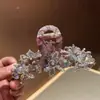 Nueva Horquilla de Flor de Cristal Estilo Coreano para la Parte Trasera de la Cabeza, Pinza de Tiburón de Lujo de Gama Alta, Pinza de Garra Grande, Moderna