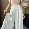 Calça Feminina de Cintura Alta Wide Leg, Estilo Novo Primavera/Verão 2025, Casual Reto Soltinho, Comprimento Total
