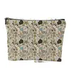 Nova Bolsa de Cosméticos de Linho Densa Impermeável com Textura de Mármore Floral Portátil para Viagem Bolsa de Lavar Bolsa para Guardar Troco e Joias