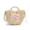 Bolso de playa de paja estilo vacaciones, bolso de mano tejido de moda de verano 2024, bolso bandolera dulce.