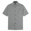 Camisa Xadrez de Manga Curta Estilo Rua Retrô Americano Yipinjia para Homens, Verão Casual Street Style Ins Marca Tendência Camisa de Casal