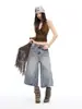 Jeans de Pierna Ancha Holgados Cortos para Mujer, Diseño Desconstruido Lavado Retro Americano, Novedad Verano 2026