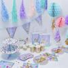 Estampado Caliente Sirena Desechable Juego de Vajilla para Fiesta de Cumpleaños Niños y Niñas Platos de Papel Decorativos Vasos de Papel Servilletas de Papel Globos