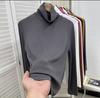 Lã Pile Gola Alta Camisa Base Marrom Outono e Inverno Feminino Novo Estilo Coreano Slim-Fit Empilhado Camiseta de Manga Comprida para Mulheres