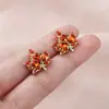 Aguja de Plata S925 Hoja de Arce Roja Coreana Nuevos Pendientes Elegantes de Alta Gama Retro Únicos Pendientes Venta al por Mayor Transfronteriza