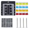 Caja de Fusibles de Hoja de 6, 8, 10, 12 Vías con Indicador LED Rojo Juego de Soportes para Fusibles