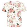 Exportação Transfronteiriça Camiseta Masculina Impressão Digital 3D Flor de Rosa de Planta Natural Casual Gola Redonda Manga Curta