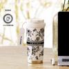 Taza térmica de café con revestimiento de cerámica para hombre, taza doble roja china para acompañar bebidas, taza de separación de agua y té, portátil para niñas