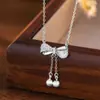 Escape Princess Collar de Plata de Ley 925 para Mujer Cadena Ligera de Lujo de Alta Gama para Clavícula con Colgante de Perla Shijia