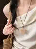 Collar Maillard Otoño e Invierno Piedra Ojo de Tigre Acero de Titanio para Mujer Diseño Coreano de Nicho Cadena Larga para Sudadera Accesorios Versátil Nuevo Estilo
