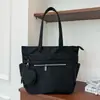 Bolsa de Ombro Única de Grande Capacidade Bolsa de Trabalho Feminina Bolsa Tote de Nylon Texturizado Bolsa Leve Simples para Computador Bolsa de Mão para Trabalho