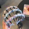 Color Lana Parte Superior Craneal Alta Clip para el Cabello Banda para el Cabello para Mujer 2024 Nuevo Sentido de Alta Gama Versátil Antideslizante Banda para el Cabello para Lavado de Cara Accesorios para el Cabello