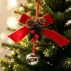 Adornos de Campana de Navidad, Lazos de Terciopelo, Piñas de Árbol de Navidad, Bolas de Navidad, Suministros para Decoración de Escenas, Pequeños Adornos Colgantes